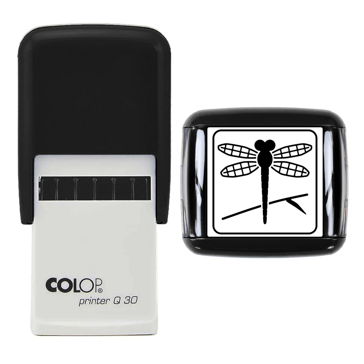 Dragonfly on Reed Stamp, 30 x 30mm, COLOP Q30