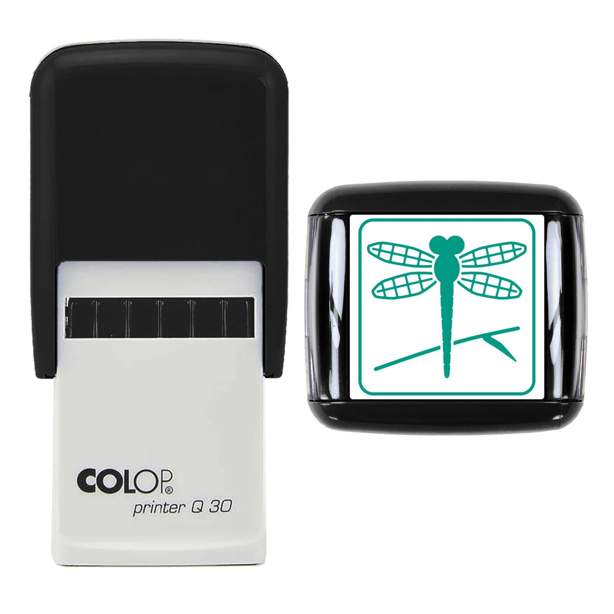 Dragonfly on Reed Stamp, 30 x 30mm, COLOP Q30