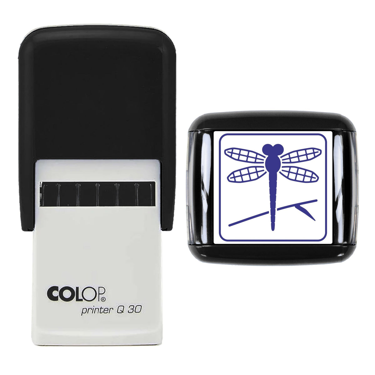 Dragonfly on Reed Stamp, 30 x 30mm, COLOP Q30