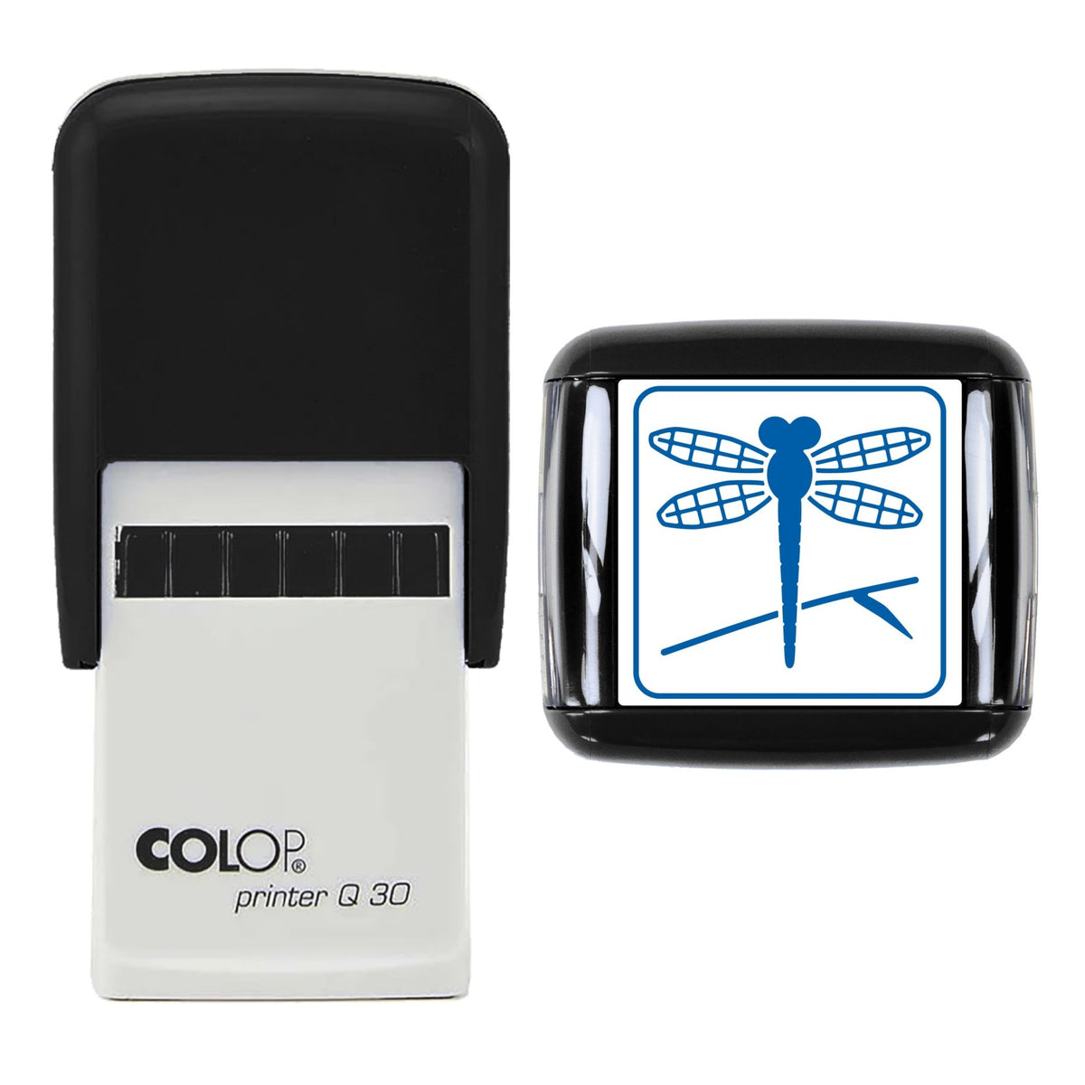 Dragonfly on Reed Stamp, 30 x 30mm, COLOP Q30