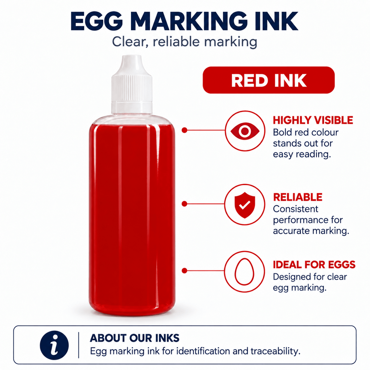 Egg marking ink bottle, red