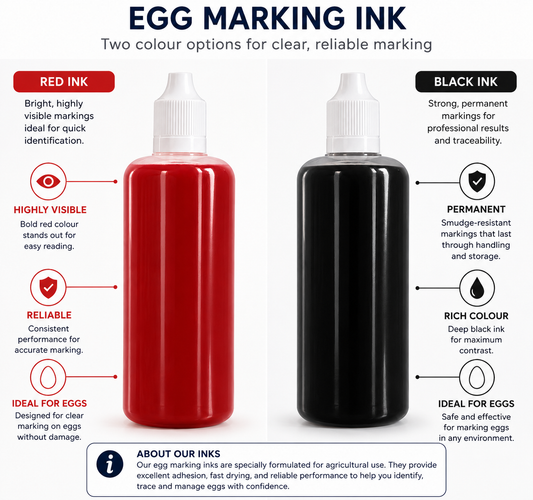 Egg Marking Ink – Red & Black, 30ml, 50ml & 100ml