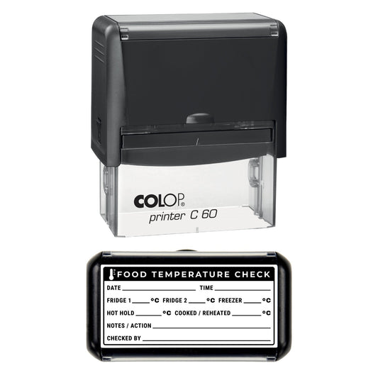Food Temperature Check and Action Record Stamp, 77 x 36mm, COLOP C60