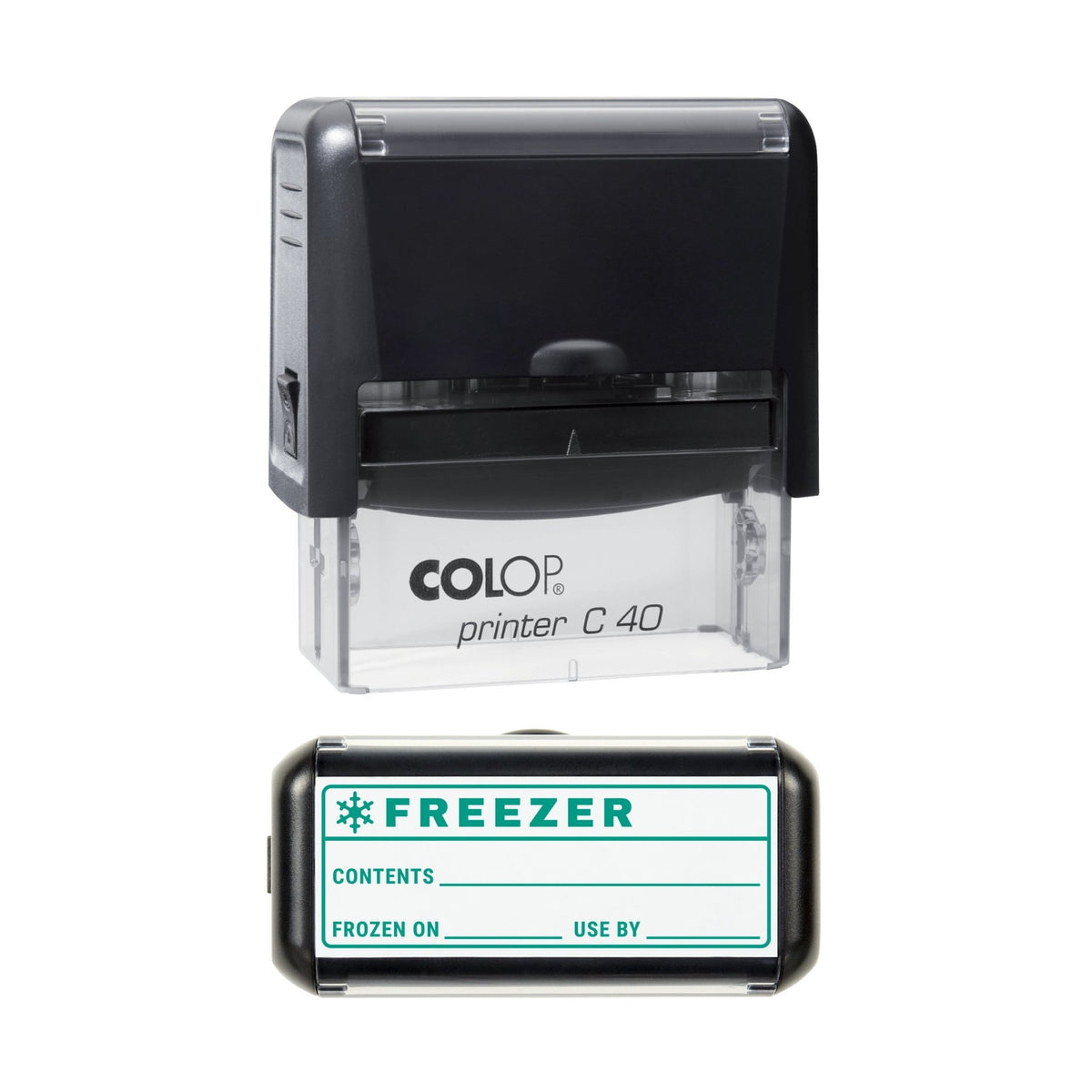 Freezer Contents and Date Label Stamp, 58 x 22mm, COLOP C40
