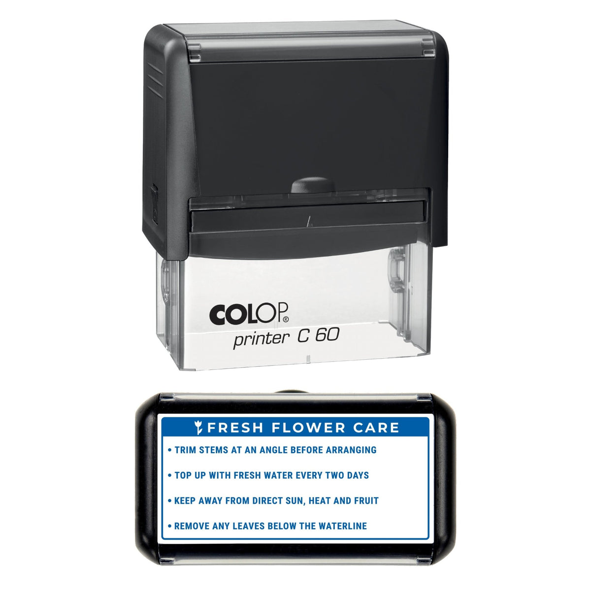 Fresh Flower Care Tips Stamp, 77 x 36mm, COLOP C60