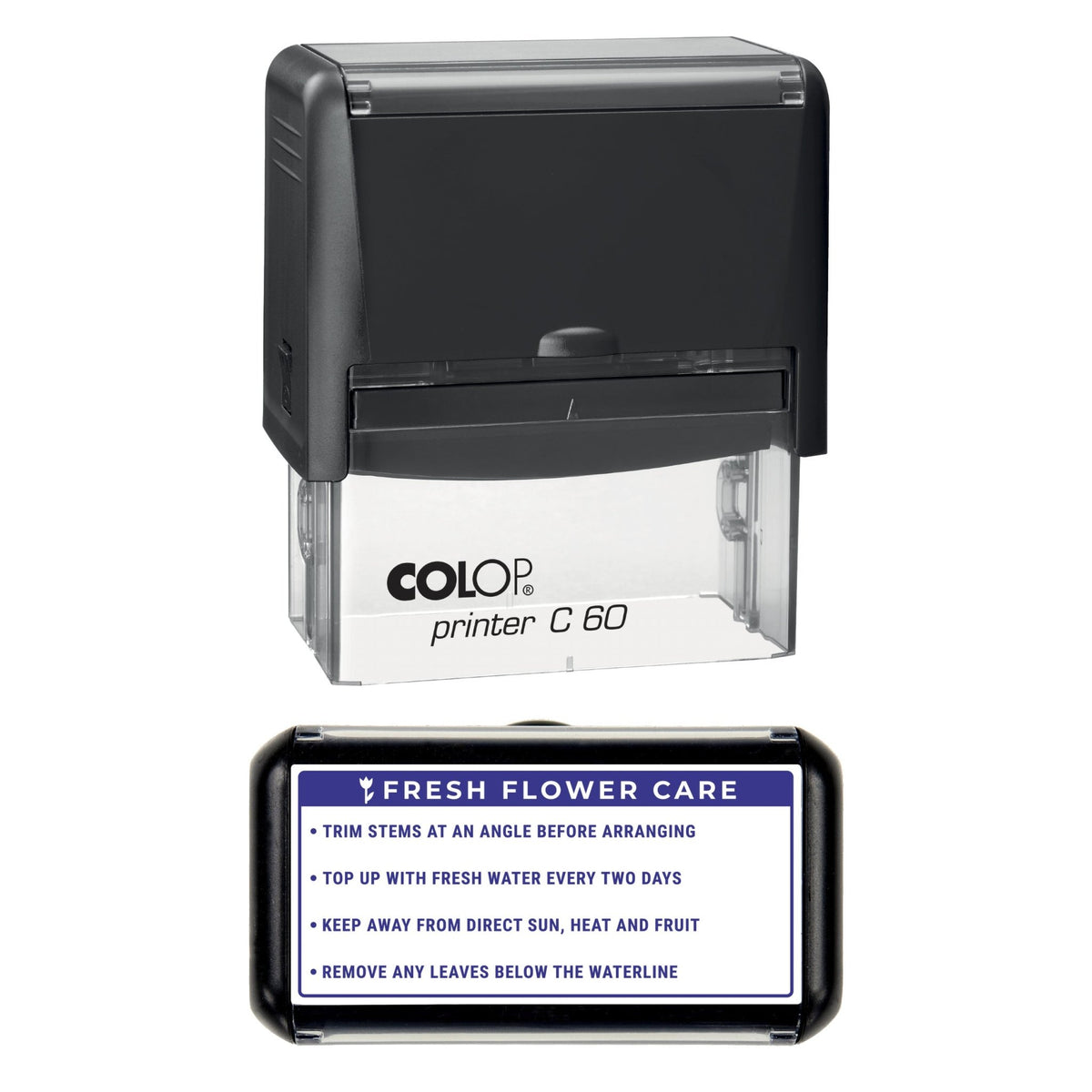 Fresh Flower Care Tips Stamp, 77 x 36mm, COLOP C60