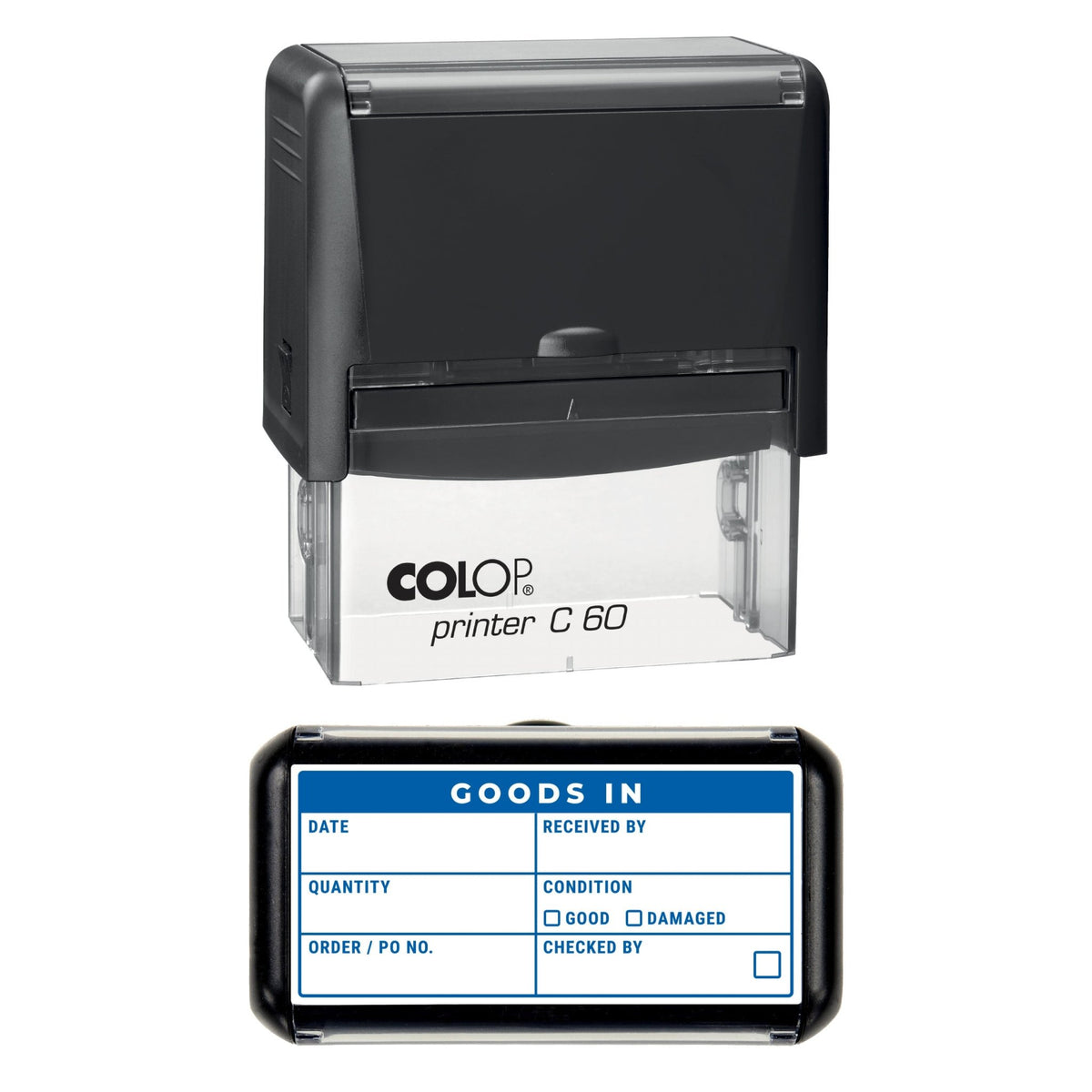 Goods In Check Grid Stamp, 77 x 36mm, COLOP C60