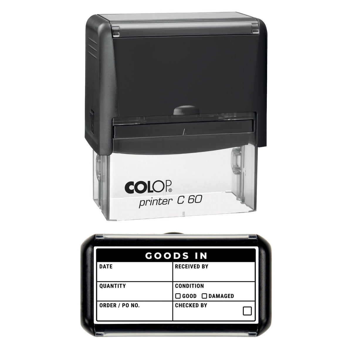 Goods In Check Grid Stamp, 77 x 36mm, COLOP C60