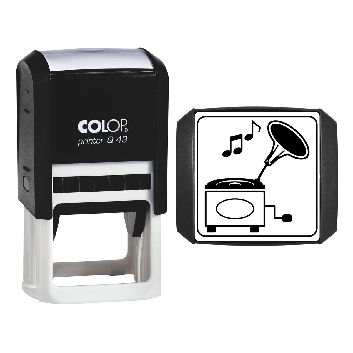 Gramophone Stamp, 43 x 43mm, COLOP Q43