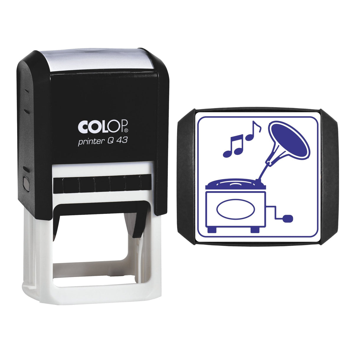 Gramophone Stamp, 43 x 43mm, COLOP Q43