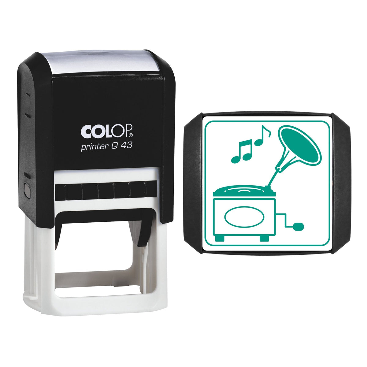 Gramophone Stamp, 43 x 43mm, COLOP Q43