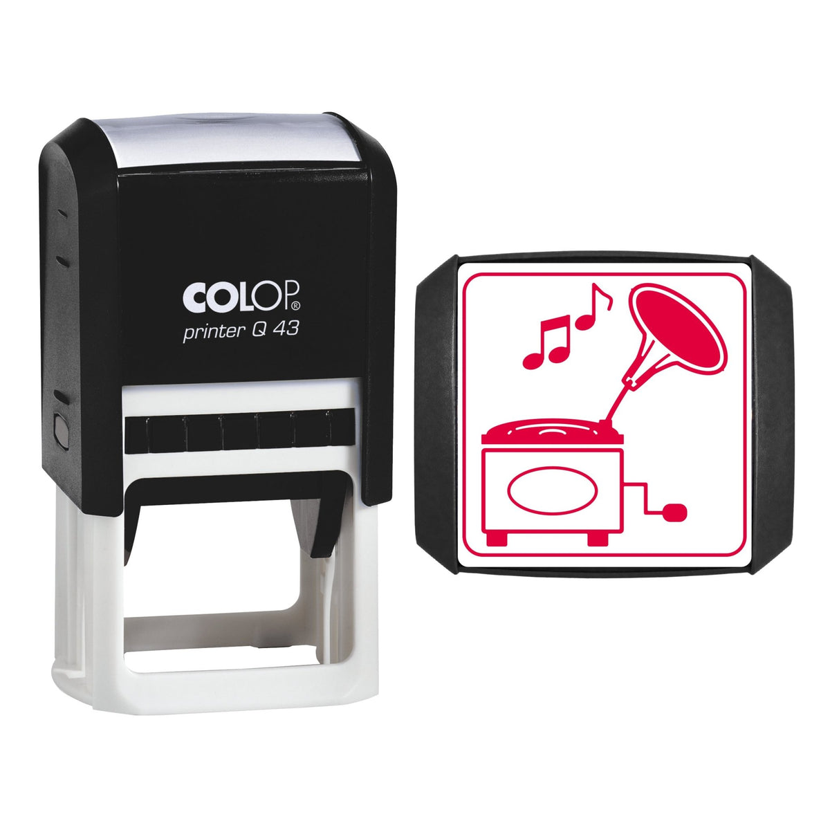 Gramophone Stamp, 43 x 43mm, COLOP Q43