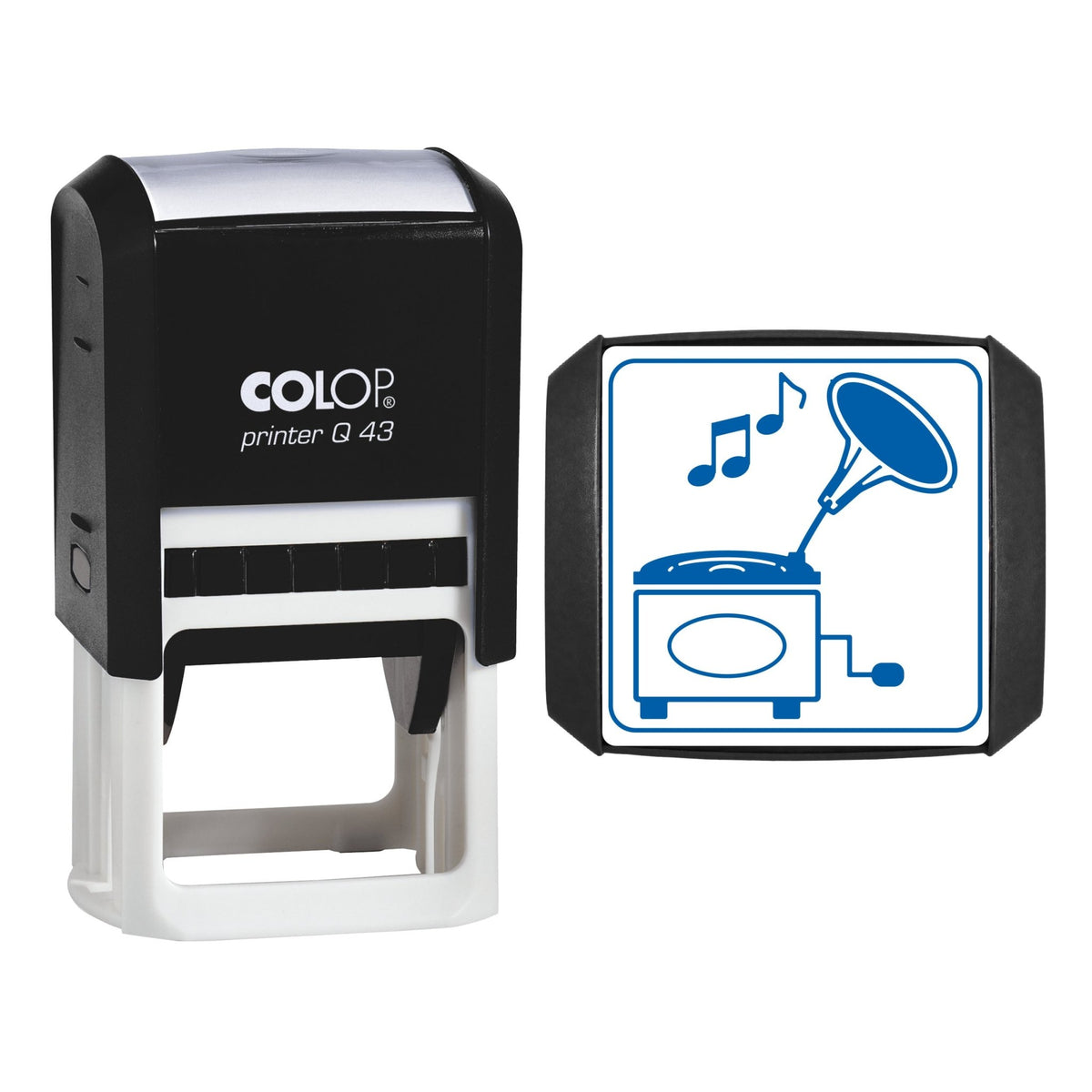 Gramophone Stamp, 43 x 43mm, COLOP Q43
