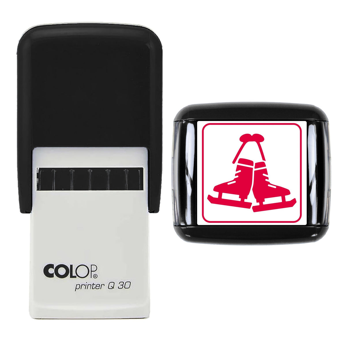 Ice Skates with Bow Stamp, 30 x 30mm, COLOP Q30