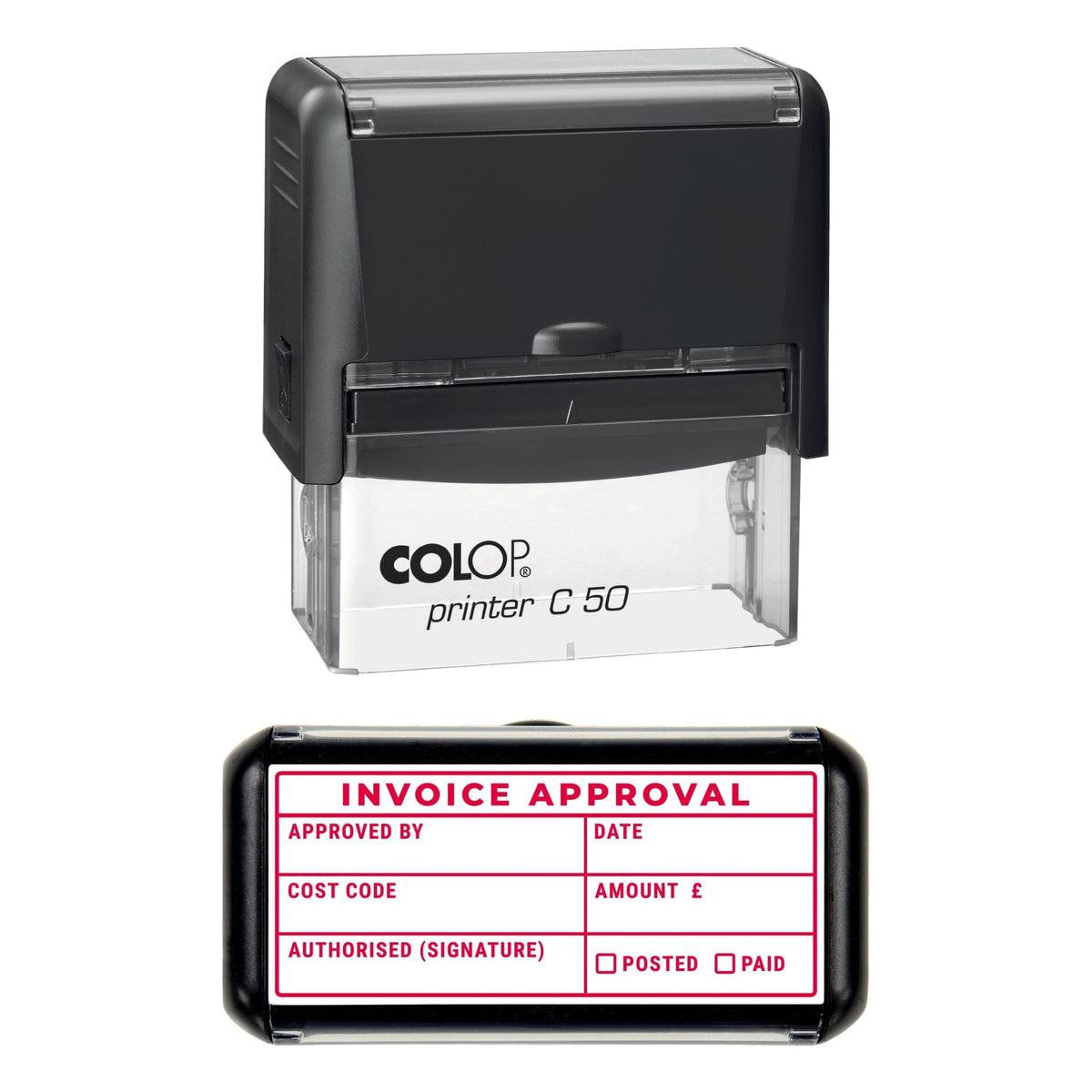 Invoice Approval Stamp, 70 x 30mm, COLOP C50