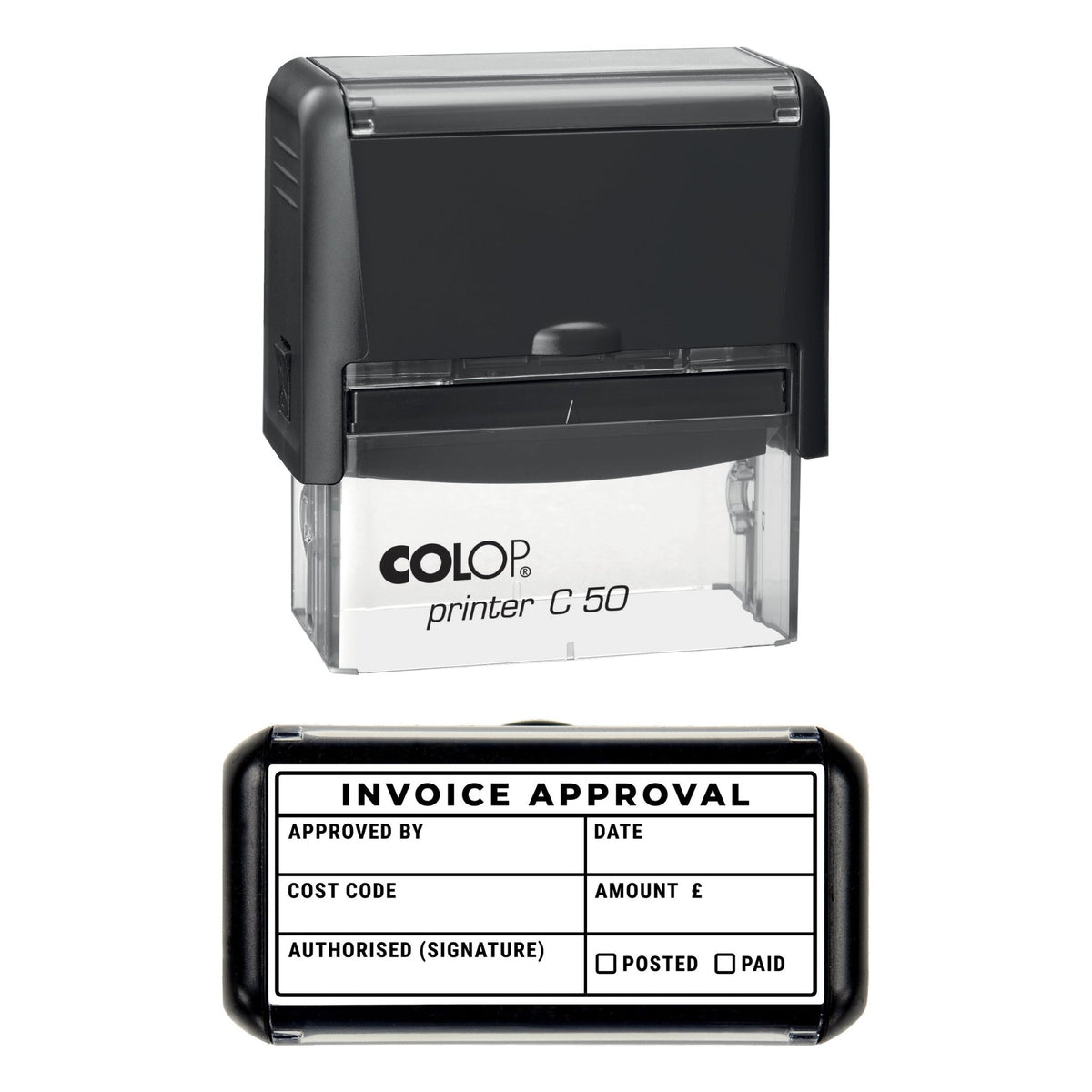 Invoice Approval Stamp, 70 x 30mm, COLOP C50