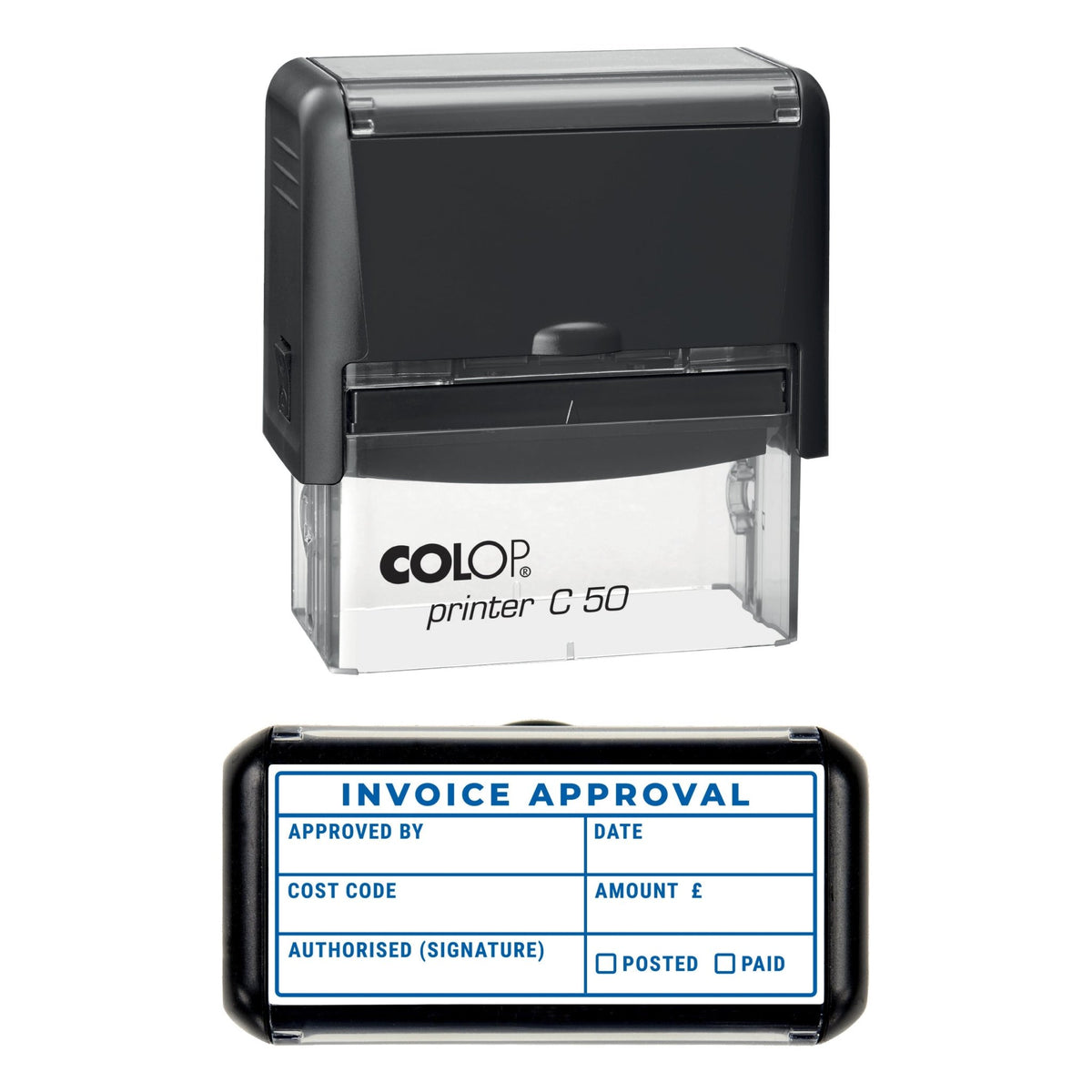 Invoice Approval Stamp, 70 x 30mm, COLOP C50