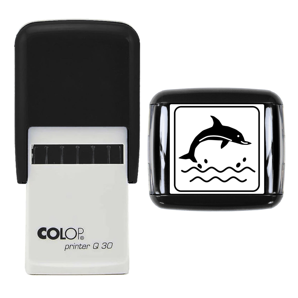 Leaping Dolphin Stamp, 30 x 30mm, COLOP Q30