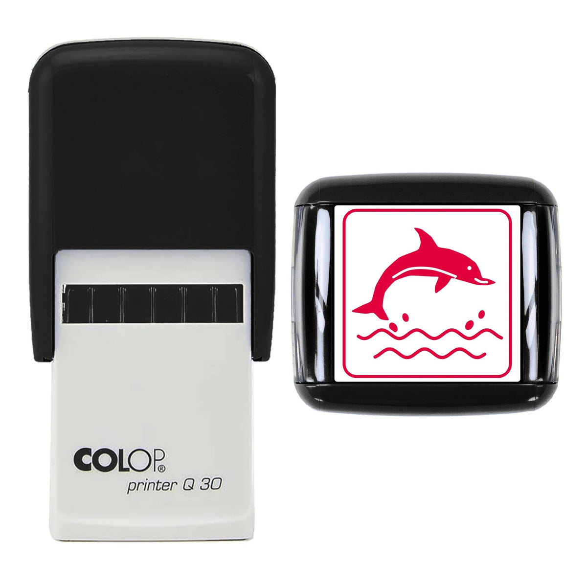 Leaping Dolphin Stamp, 30 x 30mm, COLOP Q30