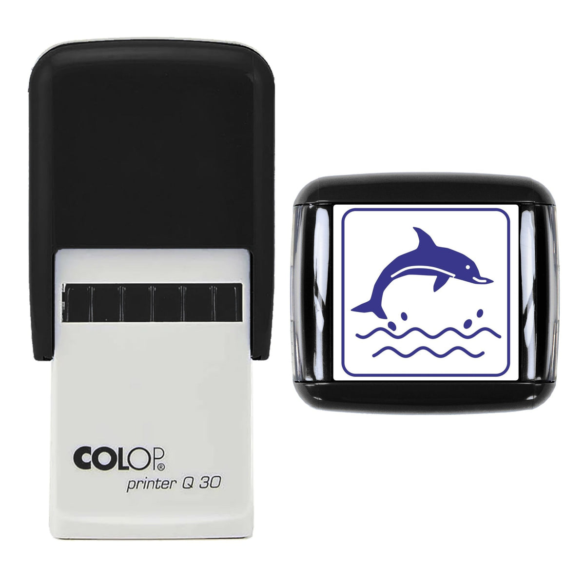Leaping Dolphin Stamp, 30 x 30mm, COLOP Q30