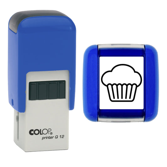 Stamp showing the Muffin Loyalty Card design, 12 x 12mm COLOP Q12 self-inking stamp, black ink