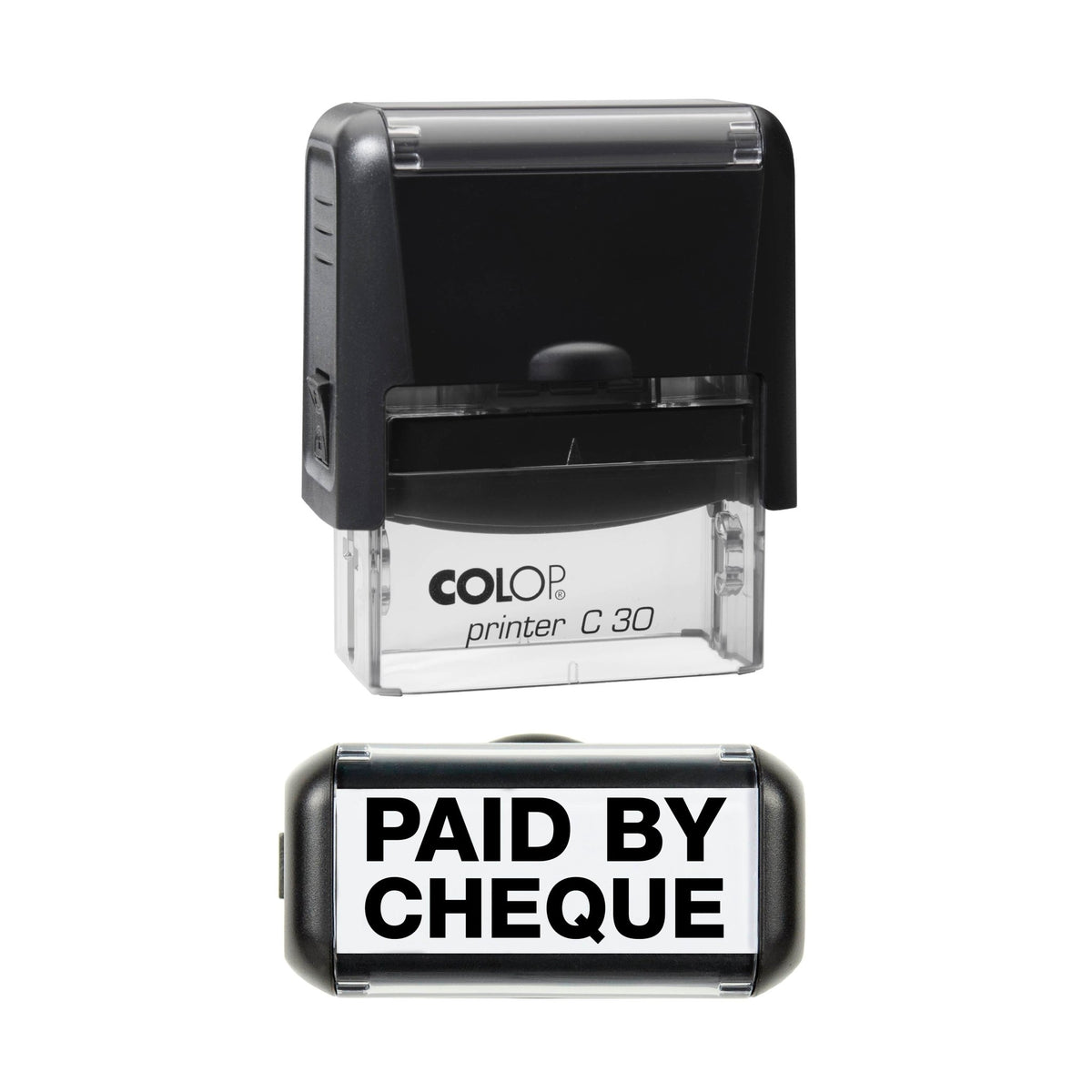 Paid By Cheque - Rubber Stamp - 42mm x 17mm Impression