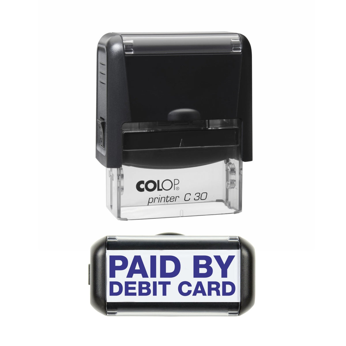 Paid By Debit Card - Rubber Stamp - 45mm x 14mm Impression