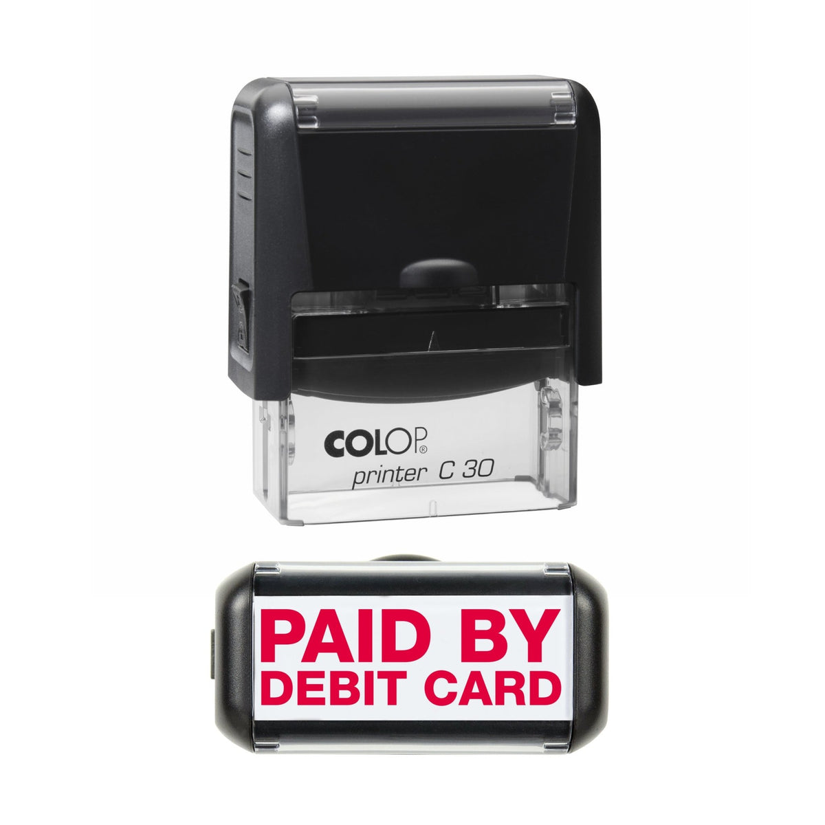 Paid By Debit Card - Rubber Stamp - 45mm x 14mm Impression