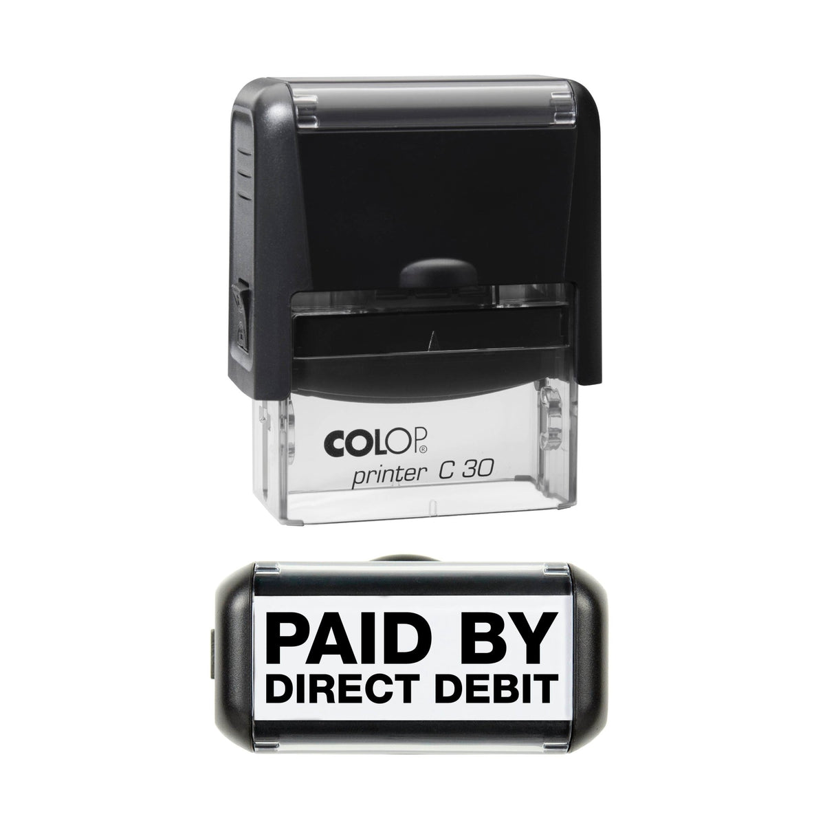Paid By Direct Debit - Rubber Stamp - 45mm x 14mm Impression