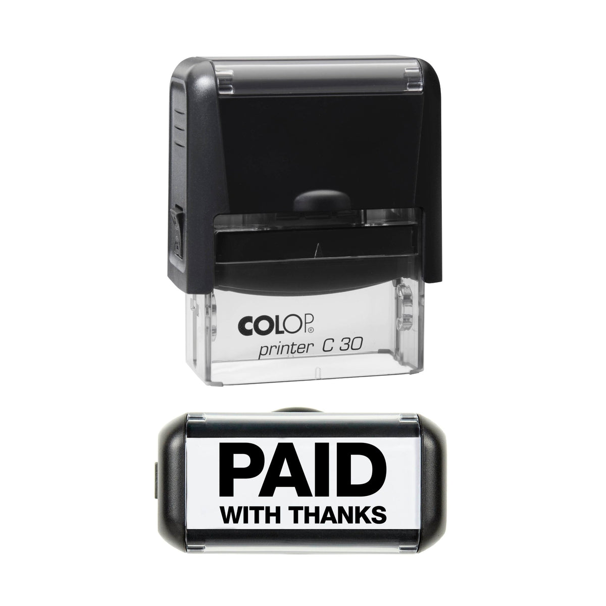 Paid With Thanks - Rubber Stamp - 35mm x 17mm Impression