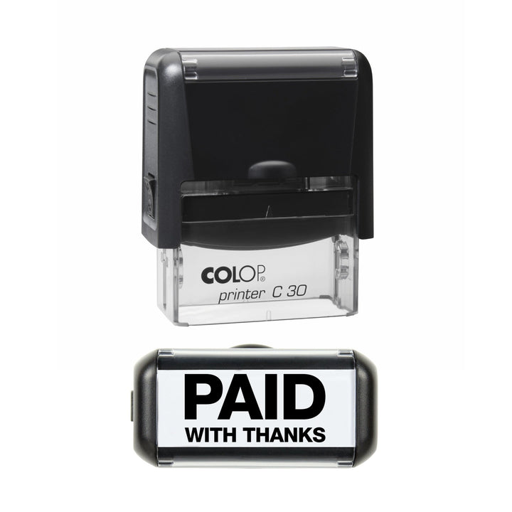 Paid With Thanks - Rubber Stamp - 35mm x 17mm Impression