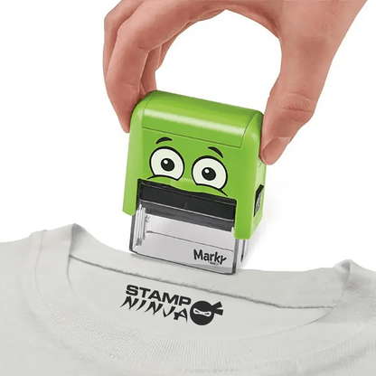 Marky green personalised school uniform name stamp, 38 x 14mm textile stamp