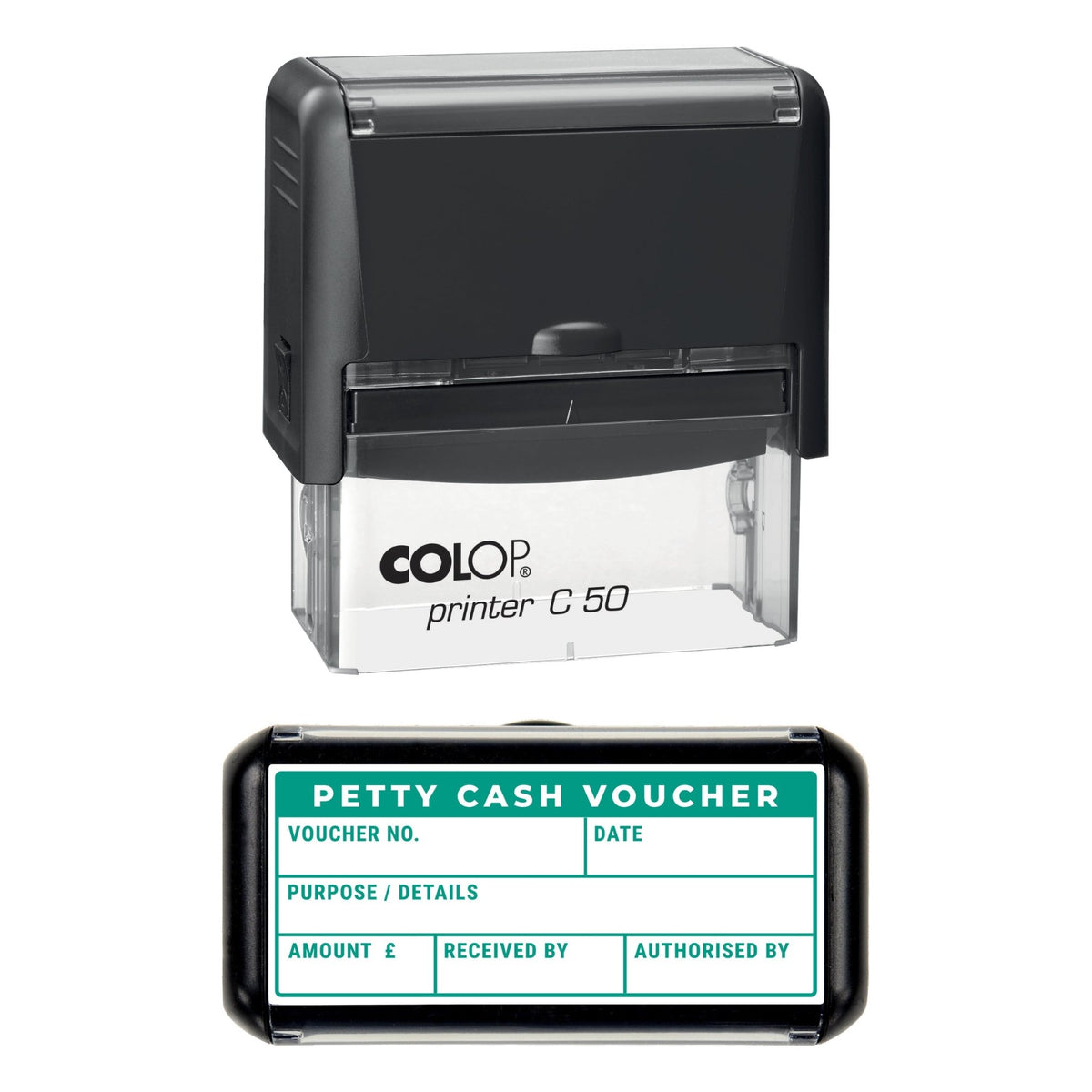 Petty Cash Voucher Stamp, 70 x 30mm, COLOP C50