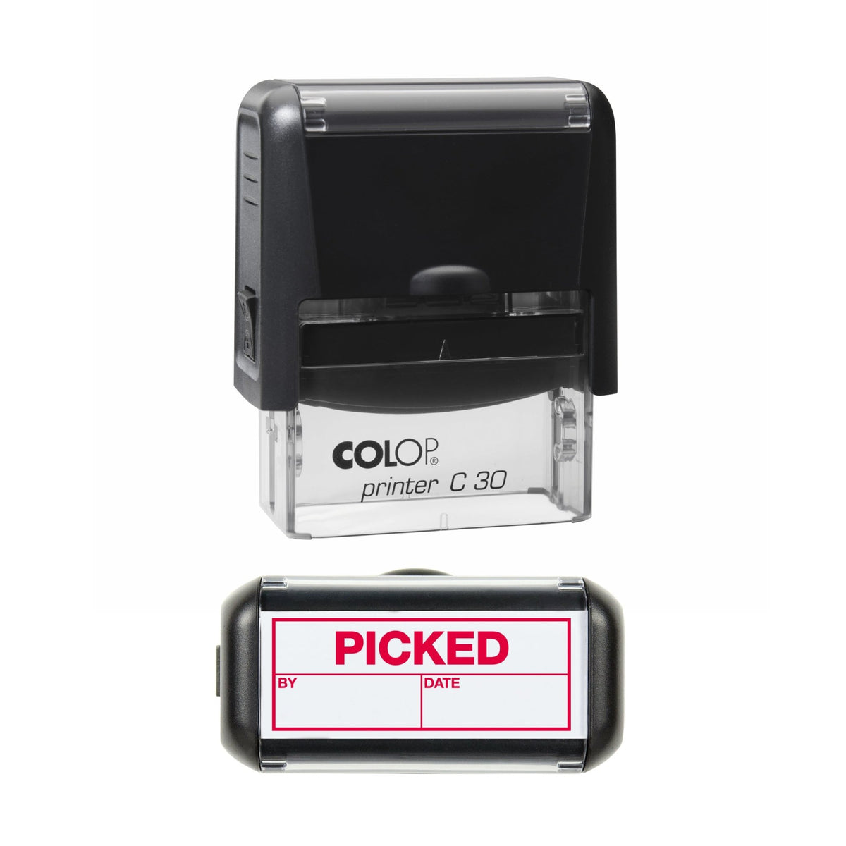 Picked - By - Date - Rubber Stamp - 45mm x 18mm Impression