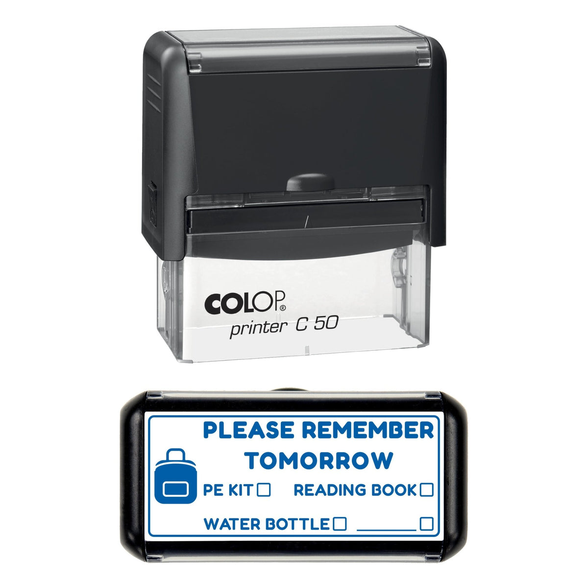 Please Remember Tomorrow Stamp, 70 x 30mm, COLOP C50