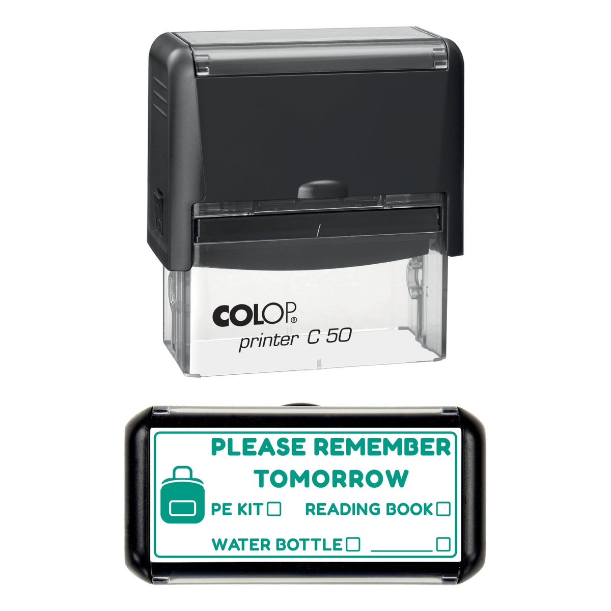 Please Remember Tomorrow Stamp, 70 x 30mm, COLOP C50