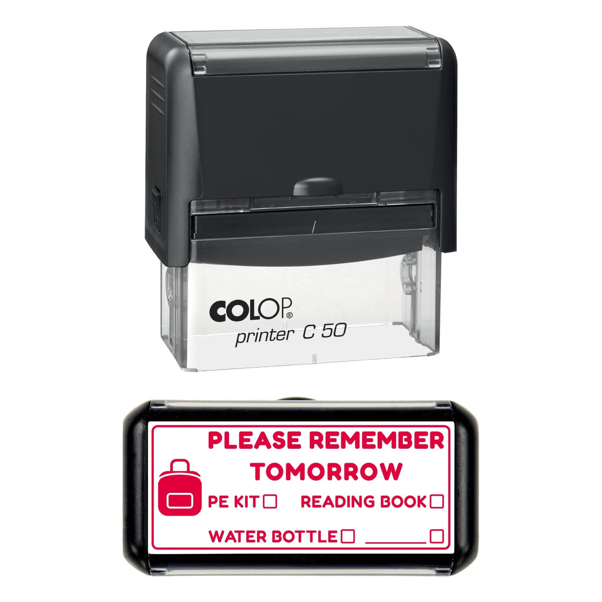 Please Remember Tomorrow Stamp, 70 x 30mm, COLOP C50