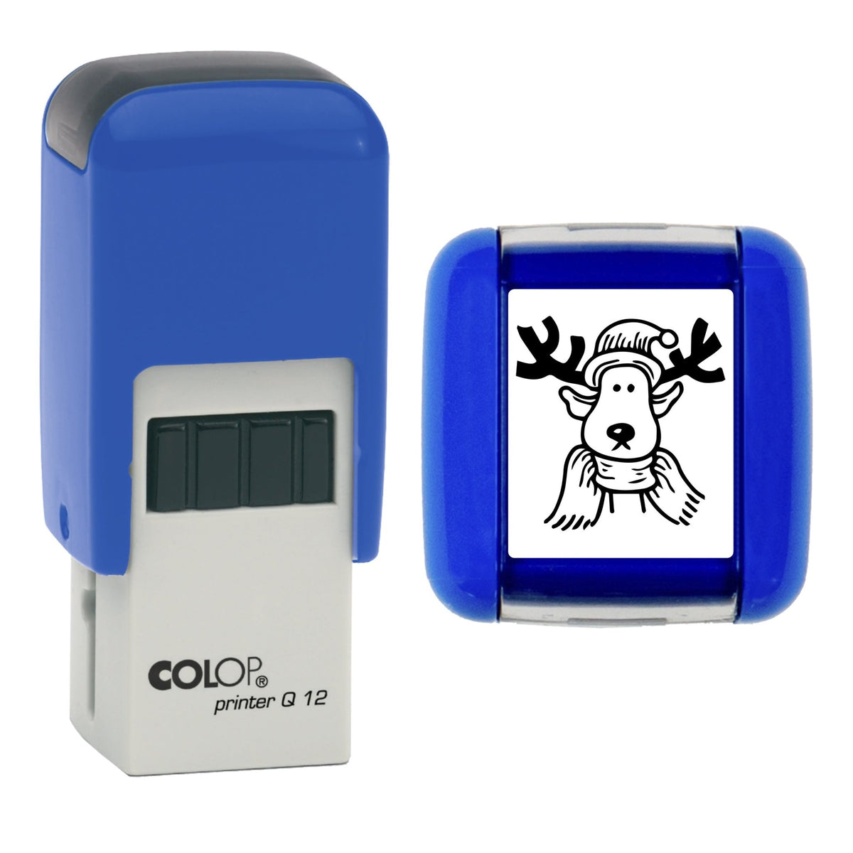 Reindeer - Christmas Loyalty Card Rubber Stamp - Loyalty Card Self-Inking Stamp - COLOP Q12 - 12 x 12mm