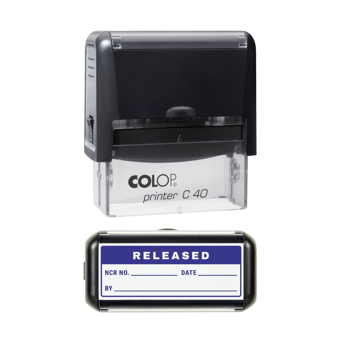 Released Record Stamp, 58 x 22mm, COLOP C40