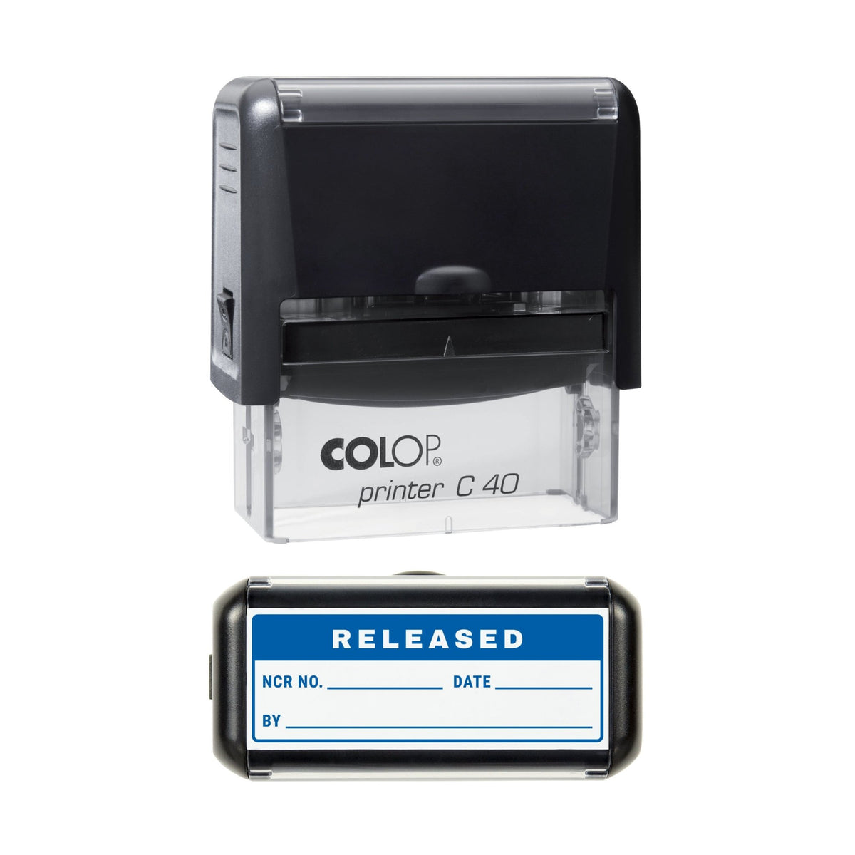Released Record Stamp, 58 x 22mm, COLOP C40
