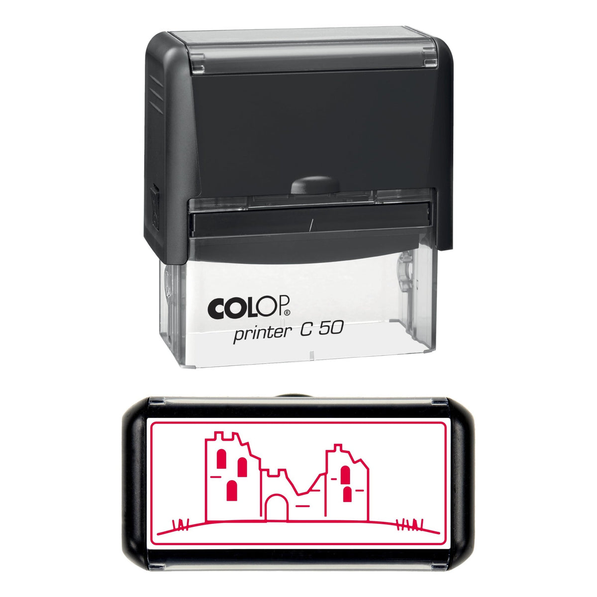 Ruined Castle Stamp, 70 x 30mm, COLOP C50