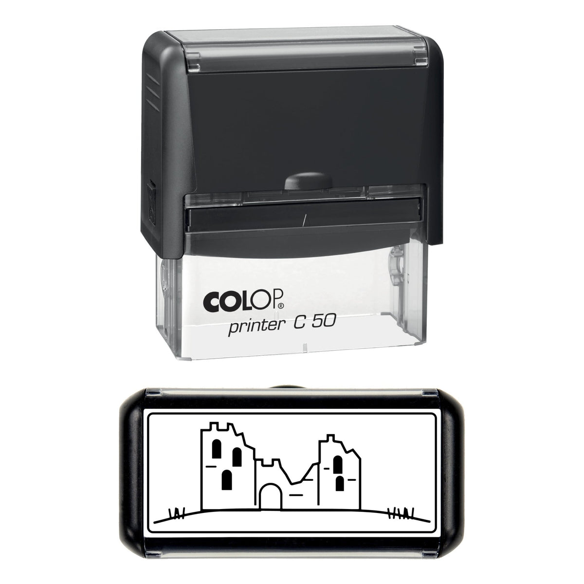 Ruined Castle Stamp, 70 x 30mm, COLOP C50