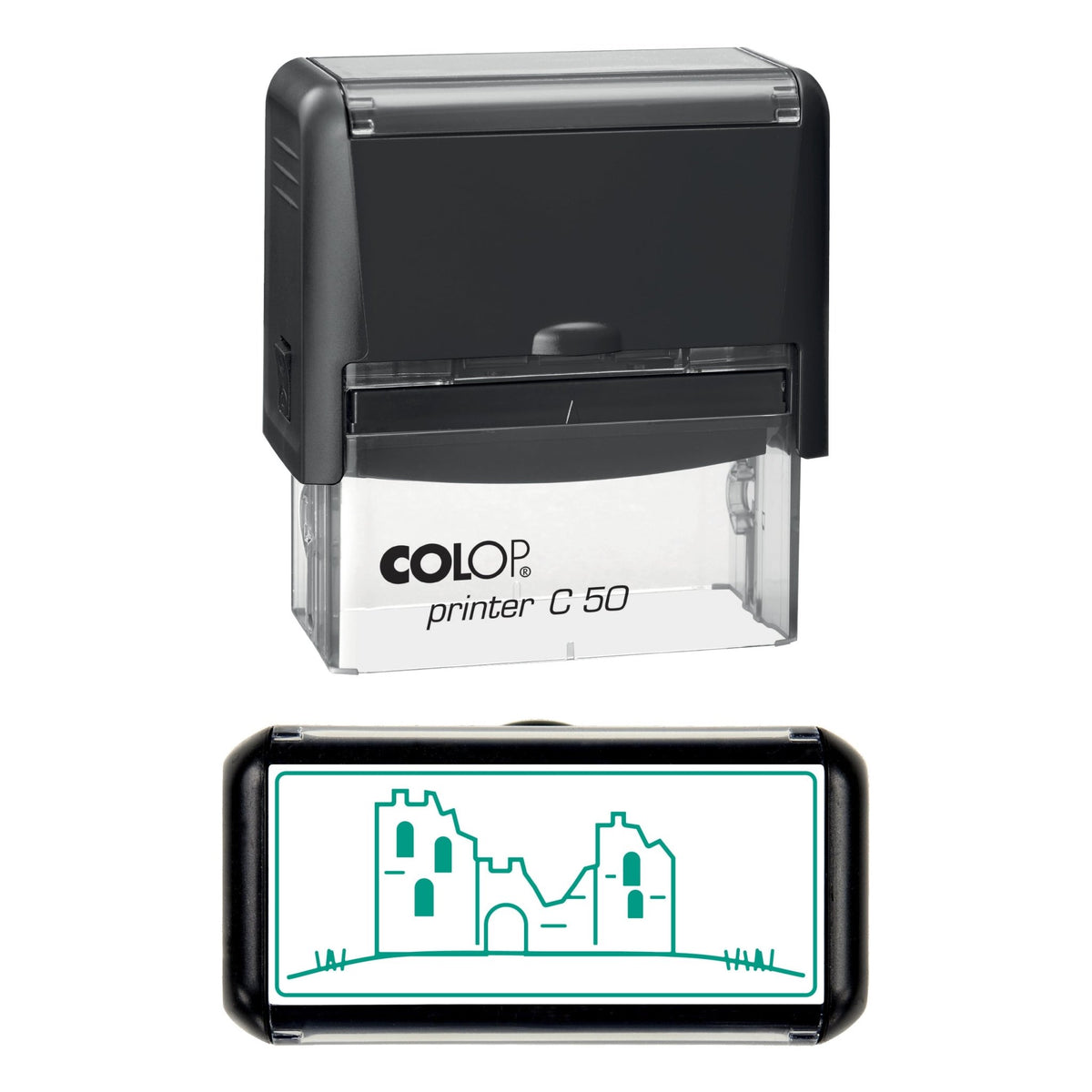 Ruined Castle Stamp, 70 x 30mm, COLOP C50