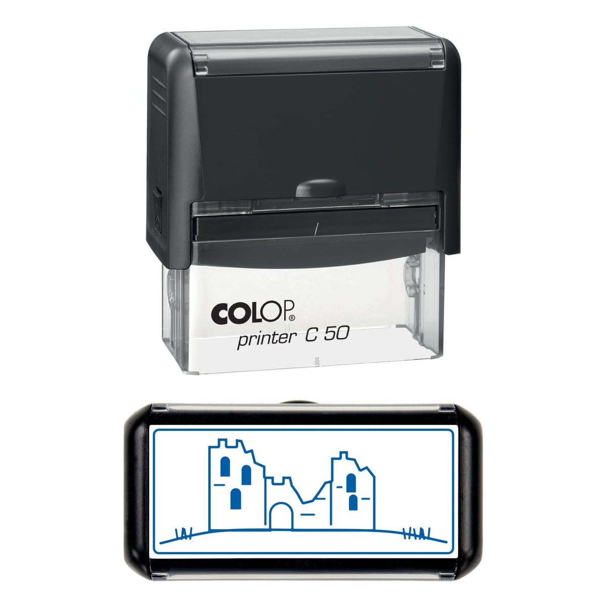 Ruined Castle Stamp, 70 x 30mm, COLOP C50
