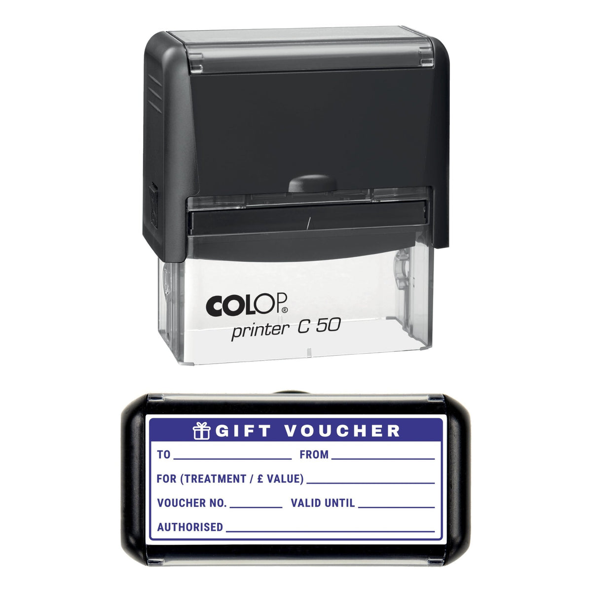 Salon Gift Voucher Record Stamp, 70 x 30mm, COLOP C50
