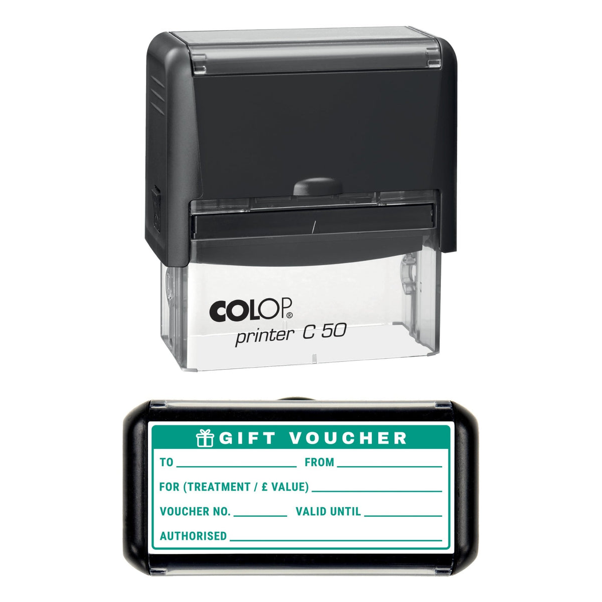 Salon Gift Voucher Record Stamp, 70 x 30mm, COLOP C50