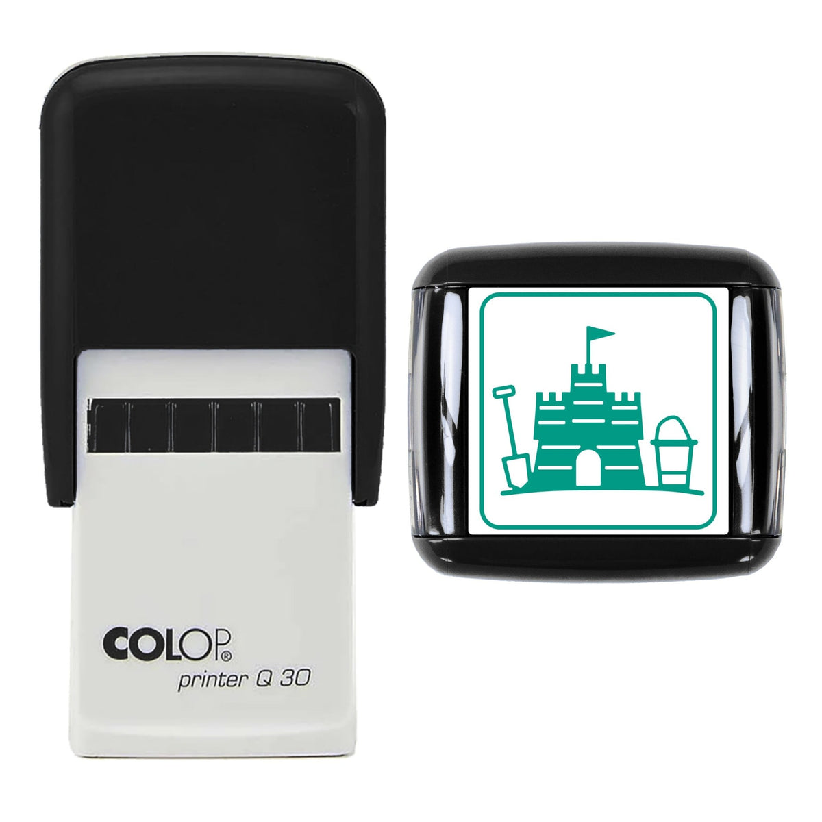 Sandcastle Bucket and Spade Stamp, 30 x 30mm, COLOP Q30