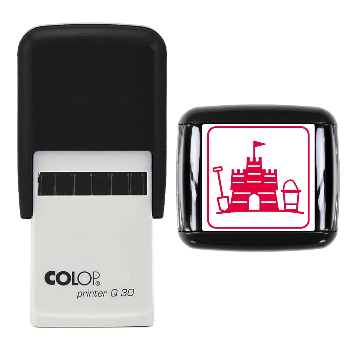 Sandcastle Bucket and Spade Stamp, 30 x 30mm, COLOP Q30