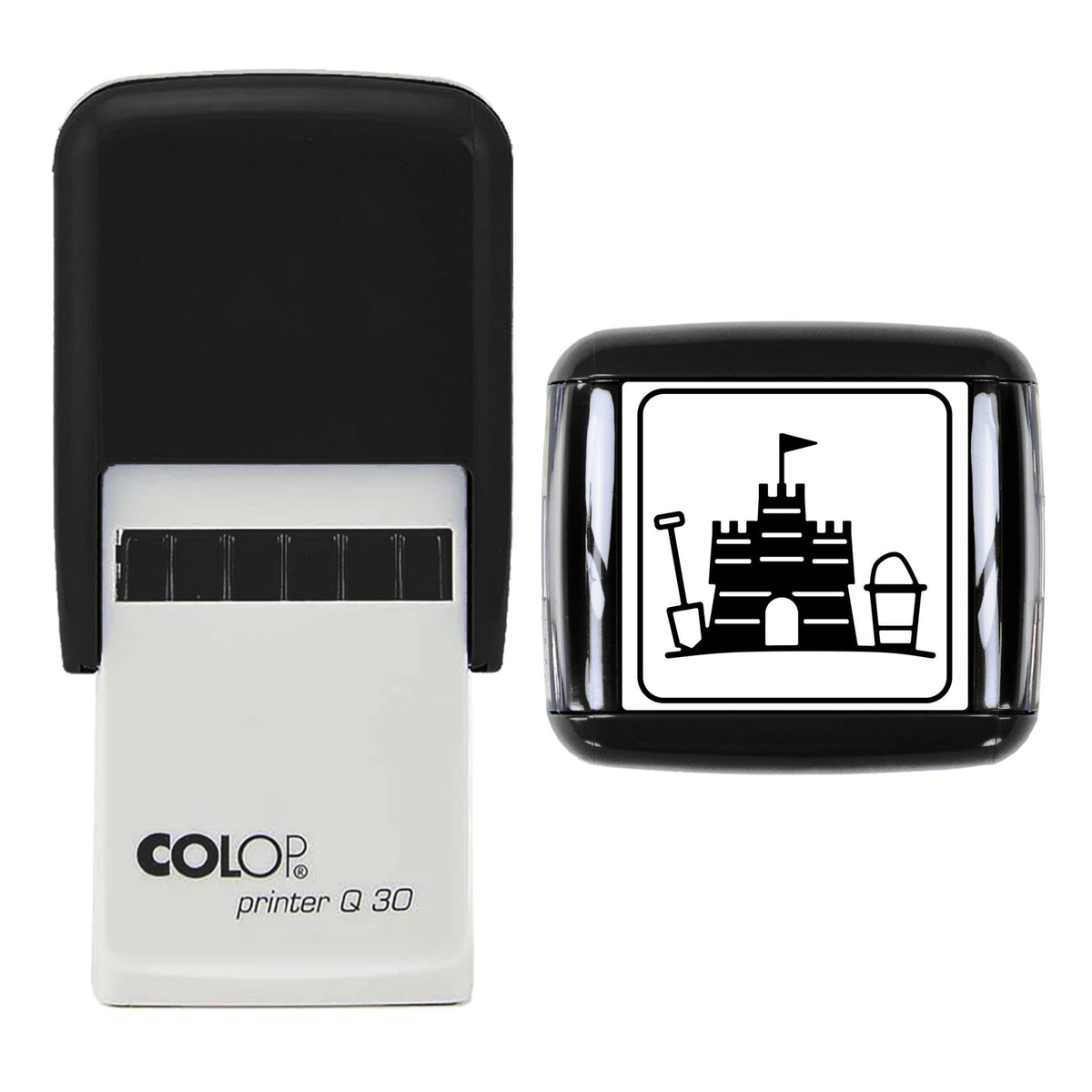 Sandcastle Bucket and Spade Stamp, 30 x 30mm, COLOP Q30