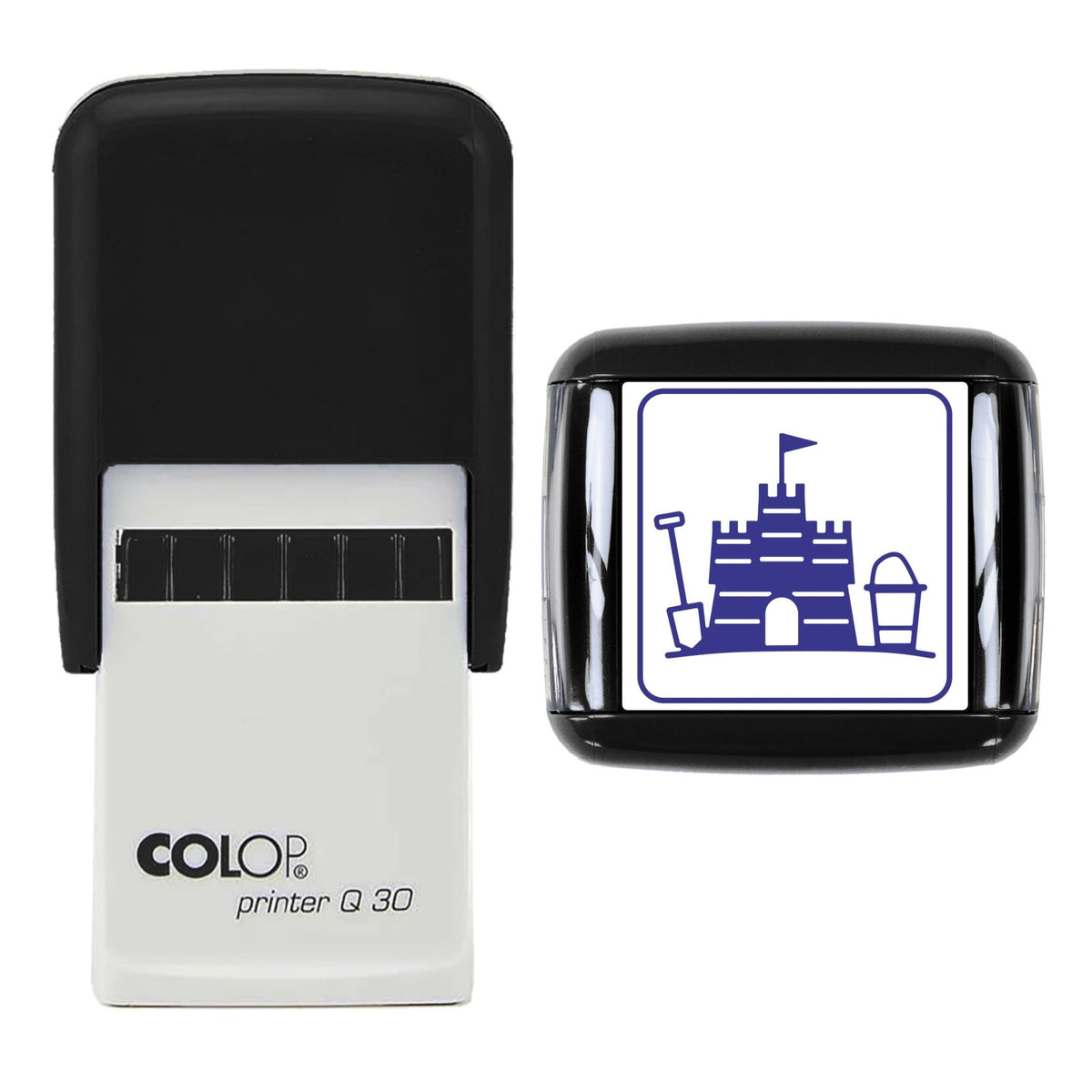 Sandcastle Bucket and Spade Stamp, 30 x 30mm, COLOP Q30